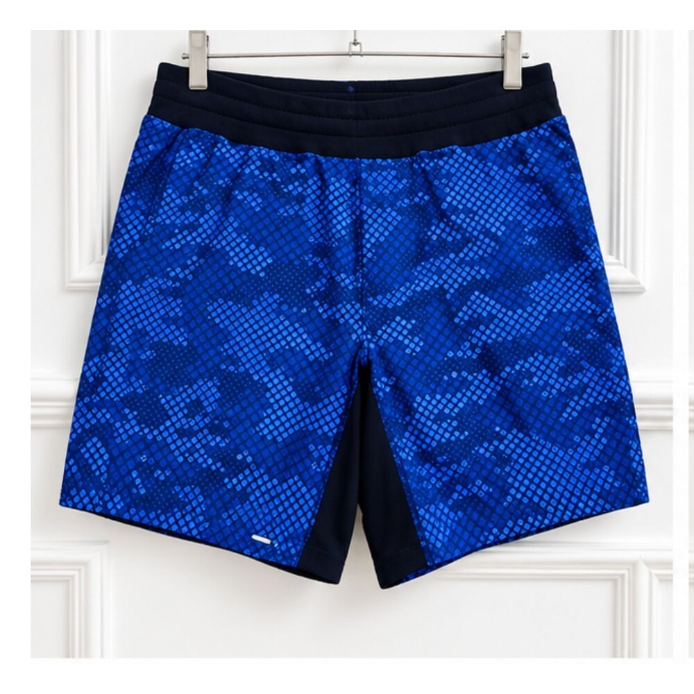 Lululemon THE Short 8" Men's Medium Blue Camo Unlined Athletic Gym Running